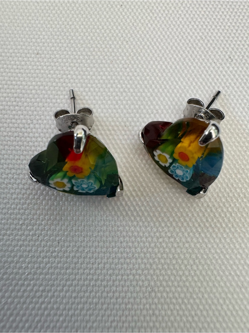 Alan K Millefiori Murano Glass Earrings with silver details